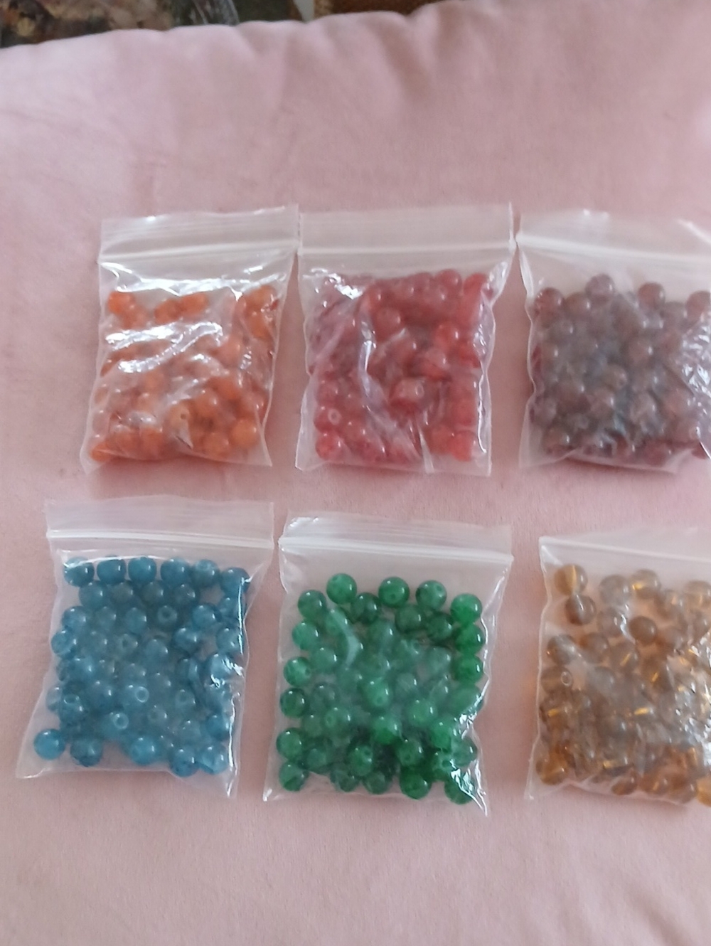 Assorted Glass Bead Party Pack - Pink, Orange, Red, Blue, Green, Brown